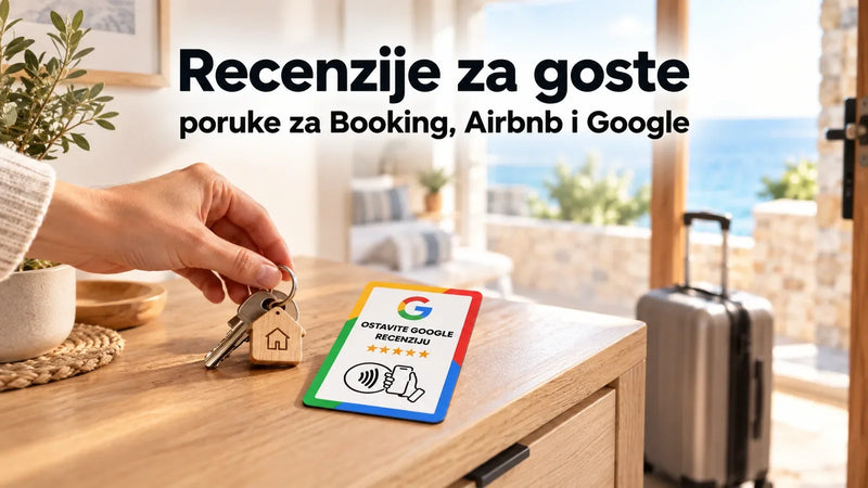 Recenzije za goste: predaja ključeva na odjavi uz karticu za Google recenziju u apartmanu