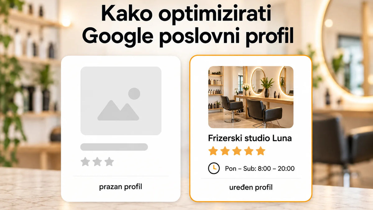 Kako optimizirati Google poslovni profil: prazan profil naspram uređenog profila salona