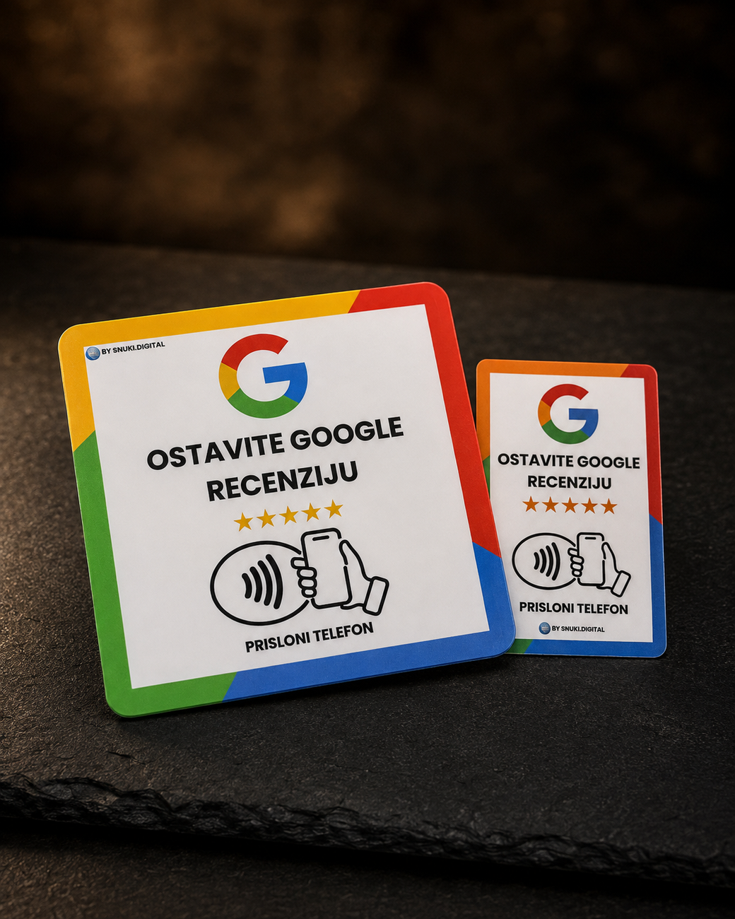 Dvije kartice za google recenzije koje rade na NFC tehnologiji